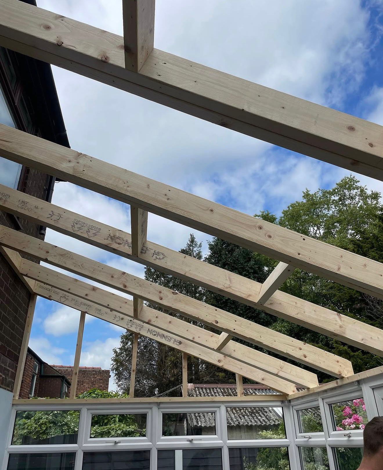 Conservatory warm roof tiling in progress