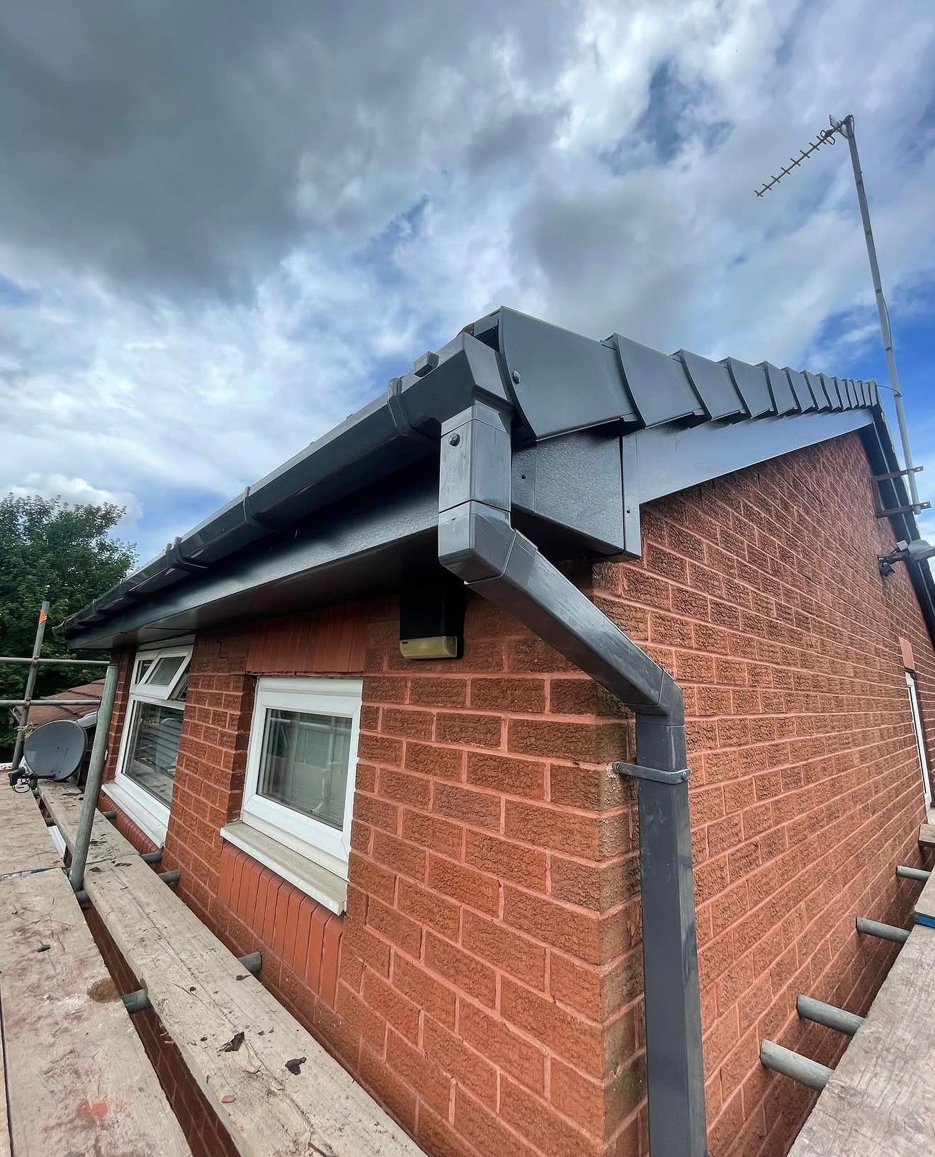 Fascia, soffit and gutter replacement in progress in Manchester