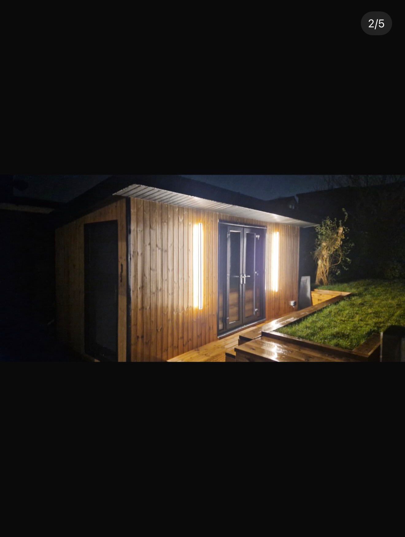 Insulated SIP-panel garden studio with rubber roof, internally plastered