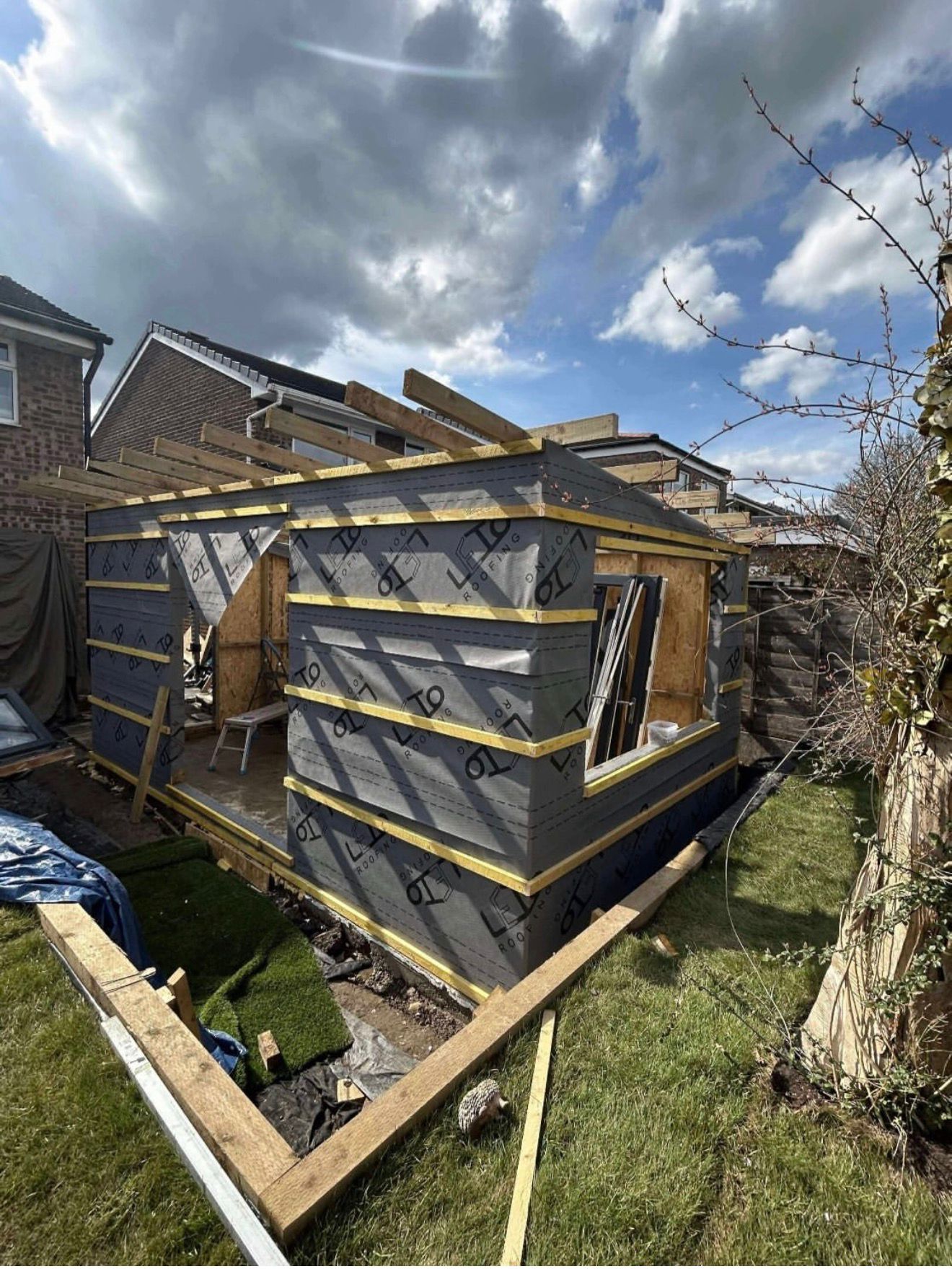Completed garden room with cladding and finished interior