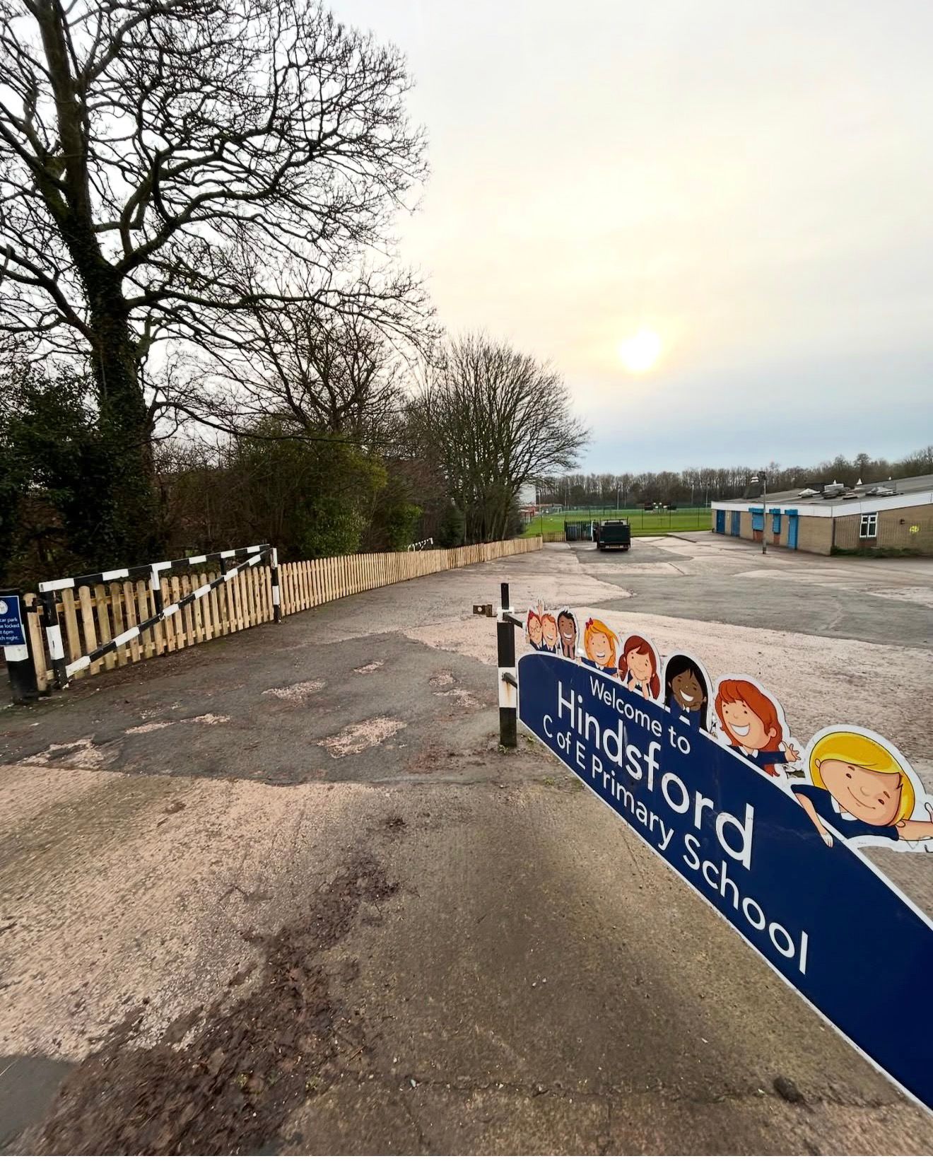 School picket fencing being installed at Hindsford