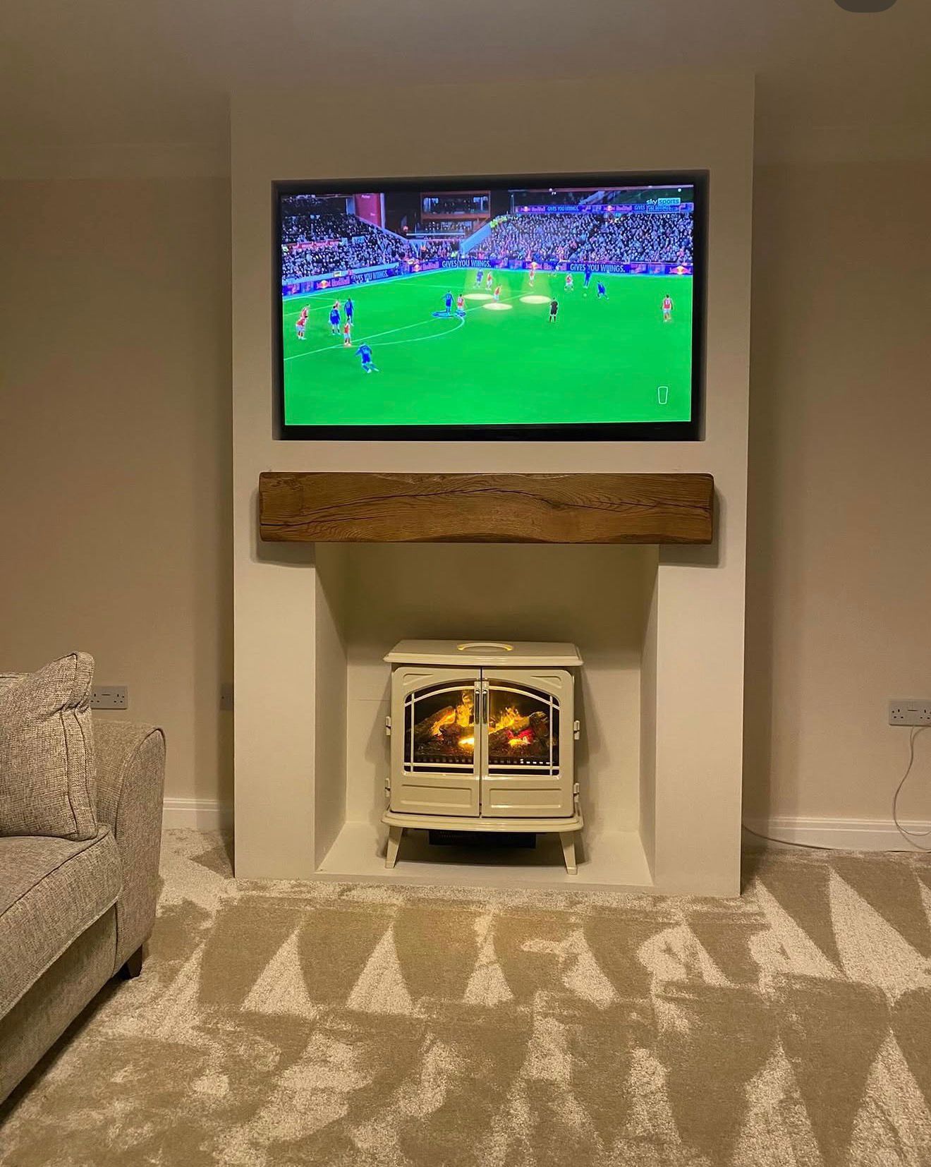 Completed false chimney breast build with new internal door