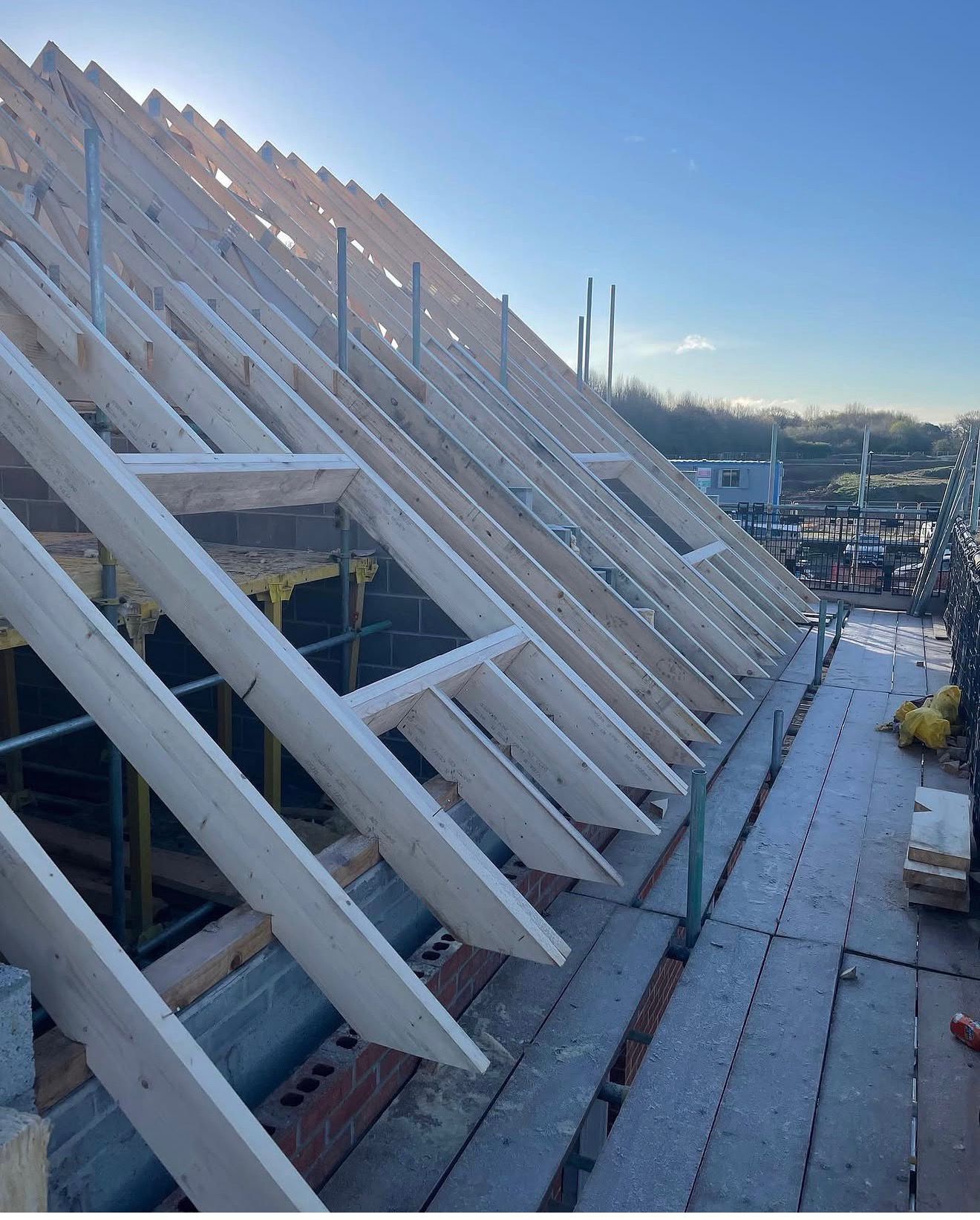 Traditional cut roof structural carpentry on site