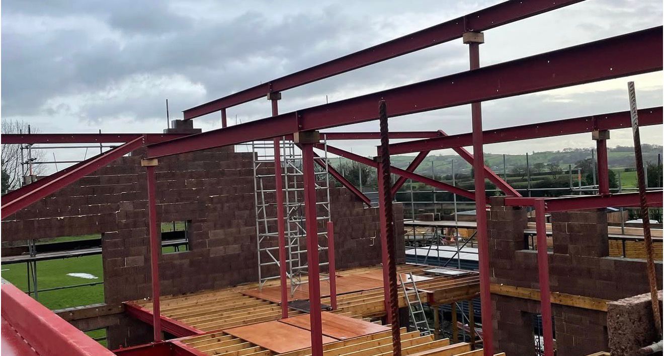 Trussed roof structural works mid-build